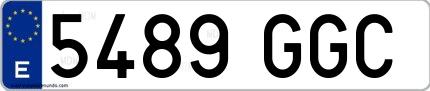 Ejemplo de matrícula española 5489 GGC