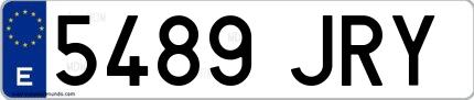 Ejemplo de matrícula española 5489 JRY