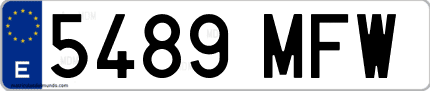 Ejemplo de matrícula de coche ordinaria 5489 MFW