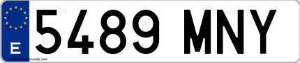 Ejemplo de matrícula de coche ordinaria 5489 MNY