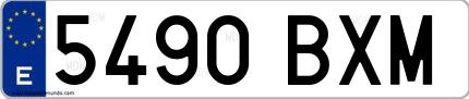Ejemplo de matrícula española 5490 BXM