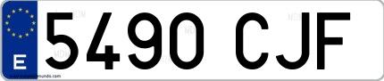 Ejemplo de matrícula española 5490 CJF