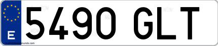 Ejemplo de matrícula española 5490 GLT