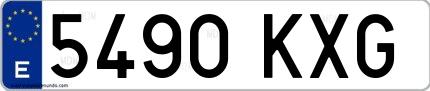 Ejemplo de matrícula española 5490 KXG