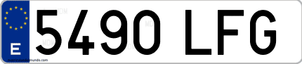 Ejemplo de matrícula de coche ordinaria 5490 LFG