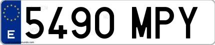 Ejemplo de matrícula española 5490 MPY