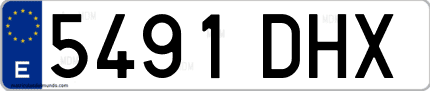 Ejemplo de matrícula de coche ordinaria 5491 DHX