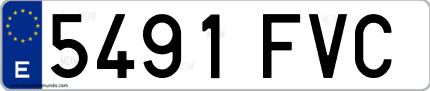 Ejemplo de matrícula de coche ordinaria 5491 FVC
