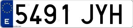 Ejemplo de matrícula española 5491 JYH