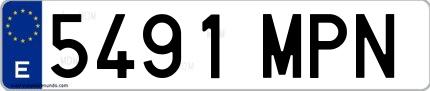 Ejemplo de matrícula española 5491 MPN