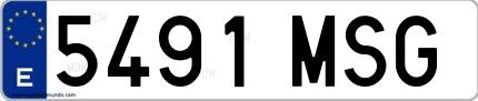 Ejemplo de matrícula española 5491 MSG