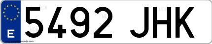 Ejemplo de matrícula española 5492 JHK