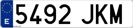Ejemplo de matrícula española 5492 JKM