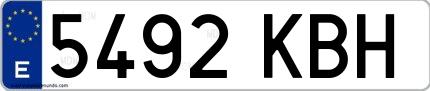 Ejemplo de matrícula española 5492 KBH