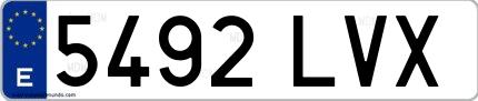 Ejemplo de matrícula española 5492 LVX