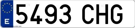 Ejemplo de matrícula española 5493 CHG