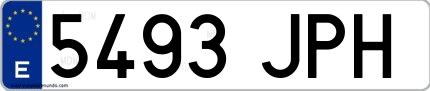 Ejemplo de matrícula española 5493 JPH