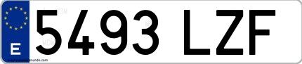 Ejemplo de matrícula española 5493 LZF