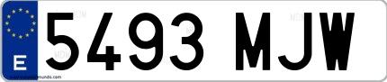 Ejemplo de matrícula española 5493 MJW