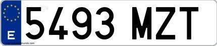 Ejemplo de matrícula española 5493 MZT