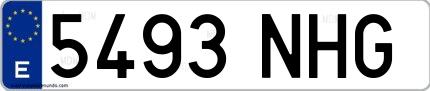 Ejemplo de matrícula española 5493 NHG