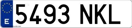 Ejemplo de matrícula española 5493 NKL