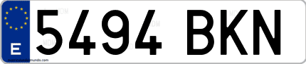 Ejemplo de matrícula de coche ordinaria 5494 BKN