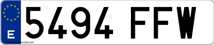 Ejemplo de matrícula de coche ordinaria 5494 FFW