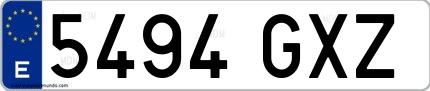 Ejemplo de matrícula española 5494 GXZ