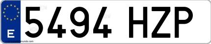 Ejemplo de matrícula española 5494 HZP