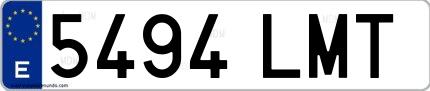 Ejemplo de matrícula española 5494 LMT