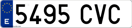 Ejemplo de matrícula de coche ordinaria 5495 CVC