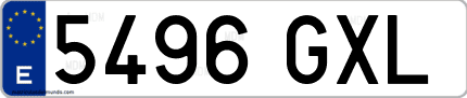 Ejemplo de matrícula de coche ordinaria 5496 GXL