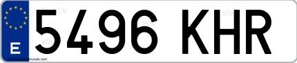 Ejemplo de matrícula de coche ordinaria 5496 KHR