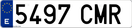 Ejemplo de matrícula de coche ordinaria 5497 CMR