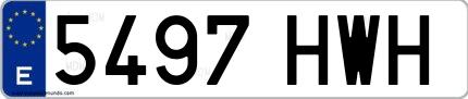 Ejemplo de matrícula española 5497 HWH