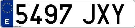 Ejemplo de matrícula española 5497 JXY