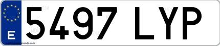 Ejemplo de matrícula española 5497 LYP