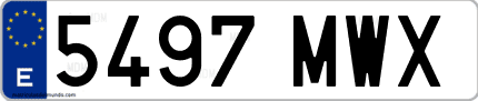 Ejemplo de matrícula de coche ordinaria 5497 MWX