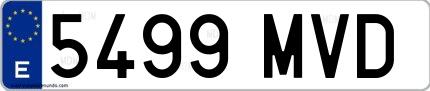 Ejemplo de matrícula española 5499 MVD