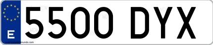 Ejemplo de matrícula española 5500 DYX
