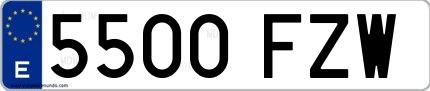 Ejemplo de matrícula de coche ordinaria 5500 FZW