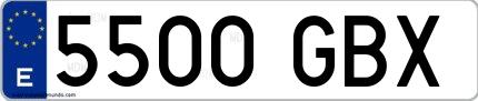Ejemplo de matrícula española 5500 GBX