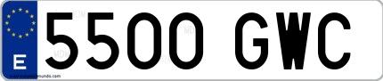Ejemplo de matrícula de coche ordinaria 5500 GWC