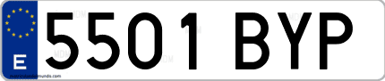 Ejemplo de matrícula de coche ordinaria 5501 BYP