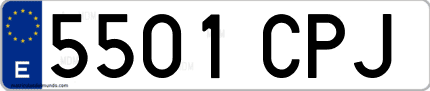 Ejemplo de matrícula de coche ordinaria 5501 CPJ