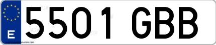 Ejemplo de matrícula española 5501 GBB