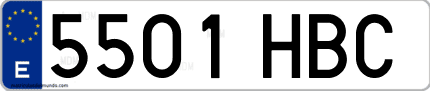 Ejemplo de matrícula de coche ordinaria 5501 HBC