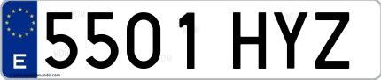 Ejemplo de matrícula española 5501 HYZ