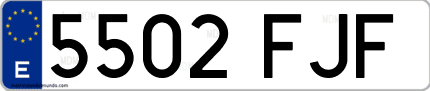 Ejemplo de matrícula de coche ordinaria 5502 FJF